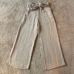Women's Gauze Belted Wide Leg Pants